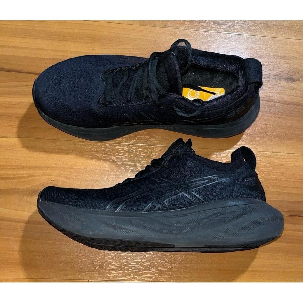 Womens ASICS Gel-Nimbus 25 Black Walking Running Lace Up Sneakers Shoes